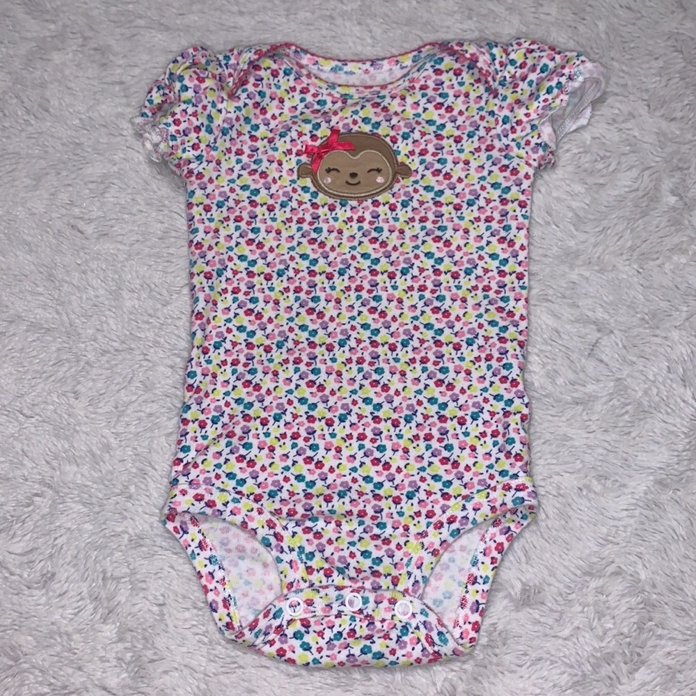 (3 for $10) carters floral 3-6 month monkey bodysuit baby girl clothing